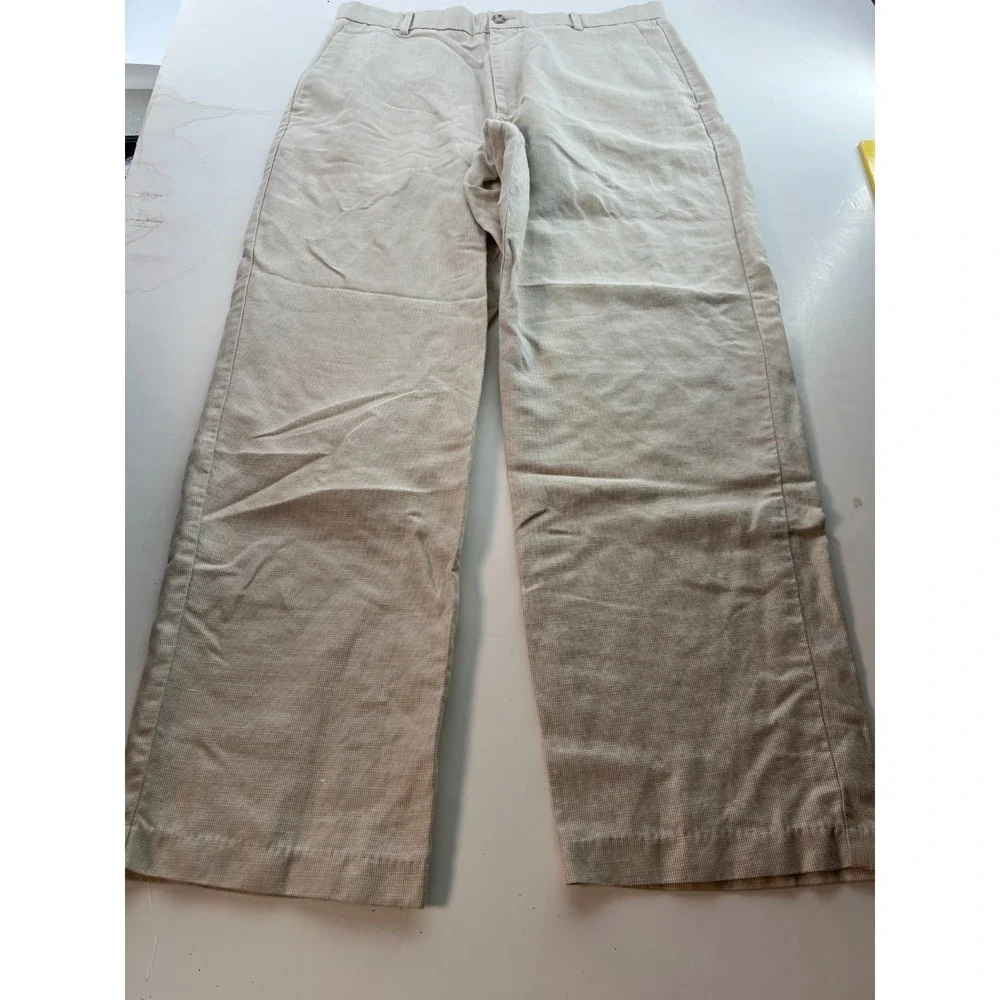 Dockers Premium Men's Pants W34 L32 Khaki Flat Front‎ Relaxed Fit Actual 34x30.5